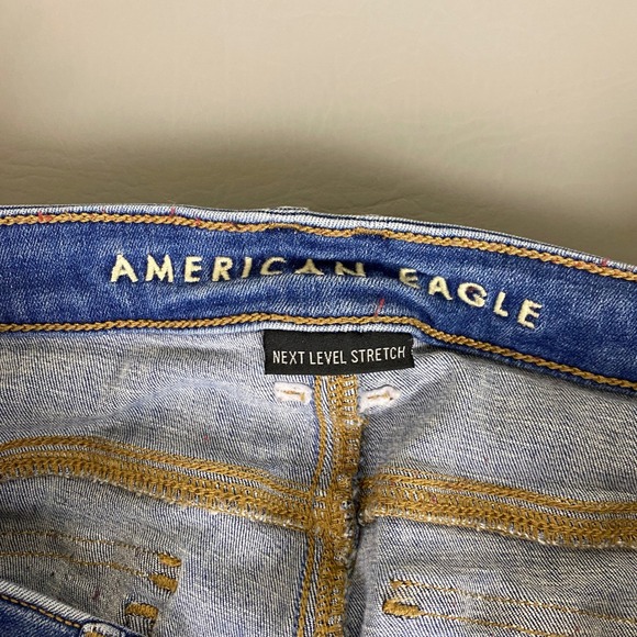 American Eagle Low Rise Flare Jeans Women's Plus Size 18 Blue Next Level Stretch - Picture 2 of 13